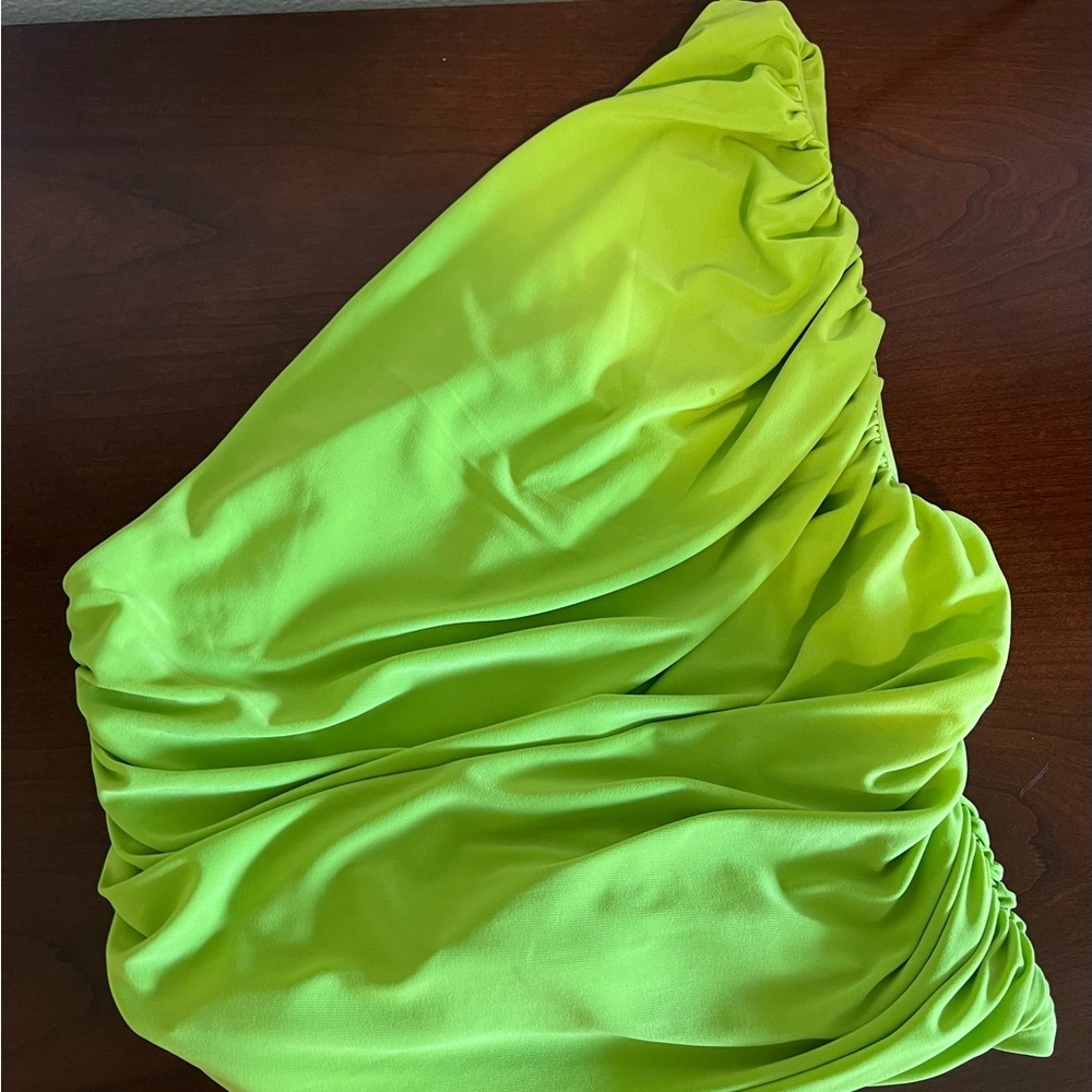 Express Neon Green One-Shoulder Top
